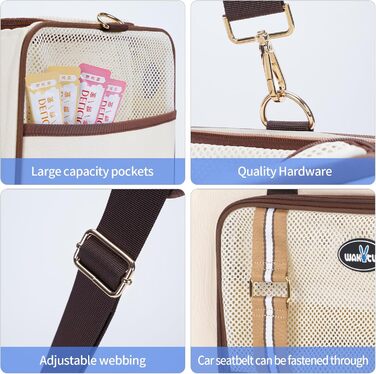 Транспортна сумка для котів Wakytu, схвалена авіакомпаніями, розширювана, м'яка переноска для кошенят та маленьких собак з великим килимком