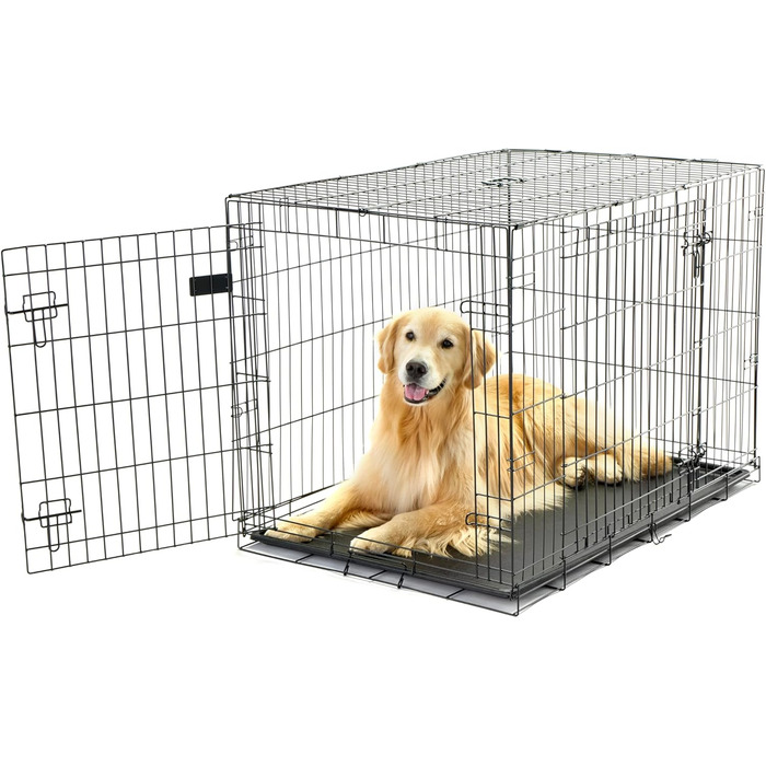 Клітка для собак Carlson Pet Products, металева, з подвійними дверима, велика, чорна