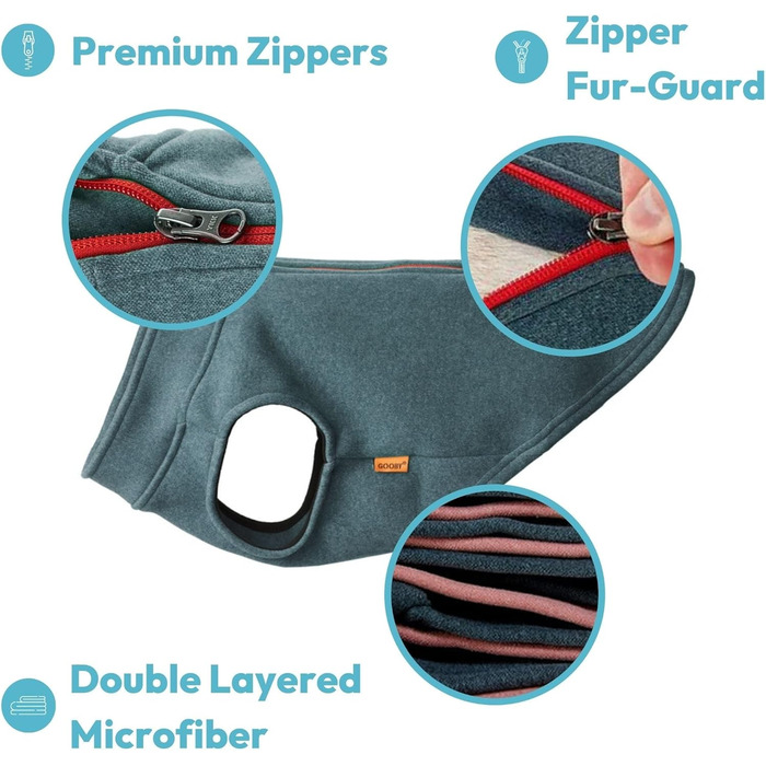 Жилет GOOBY Zip Up Feece для собак (фіолетовий, Micro, обхват грудей ~28 см)