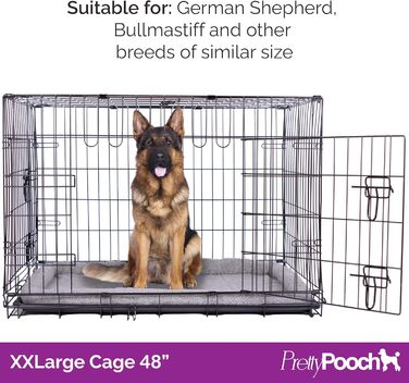 Металевий клітка Pretty Pooch для собак і котів XXL, складна, з піддоном, двома дверима та лежаком, 121,9 см