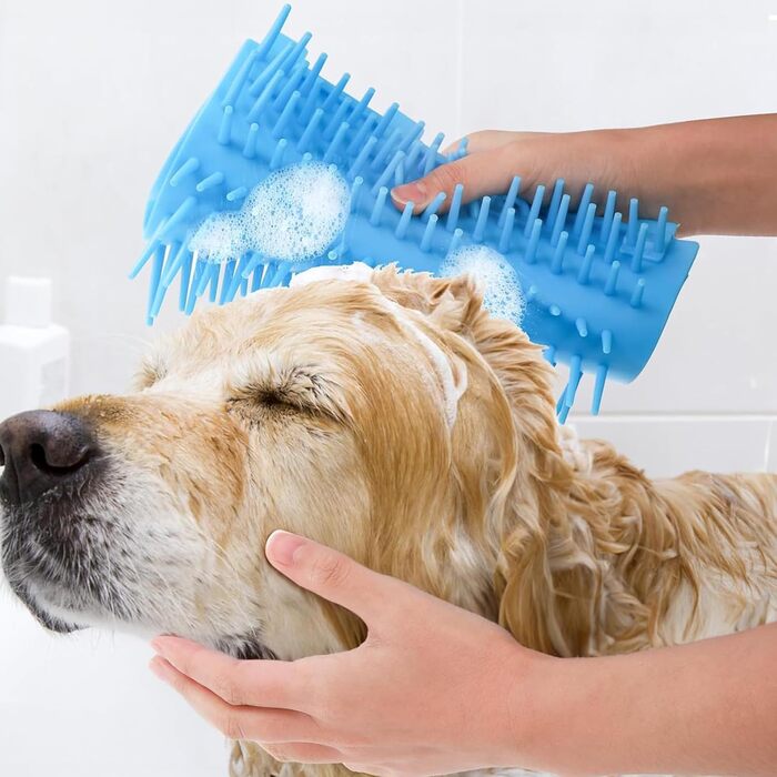 Очисник лап для собак: видаляє бруд та сміття. Комплект з рушниками, силіконовий, портативний. Рожевий, L.