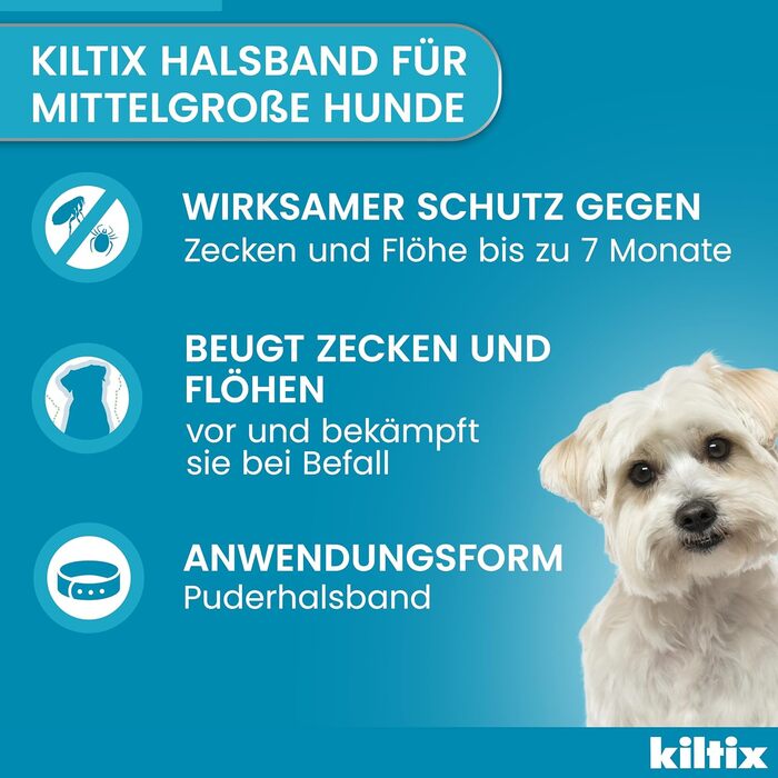 Kiltix нашийник проти кліщів і бліх для середніх активних собак
