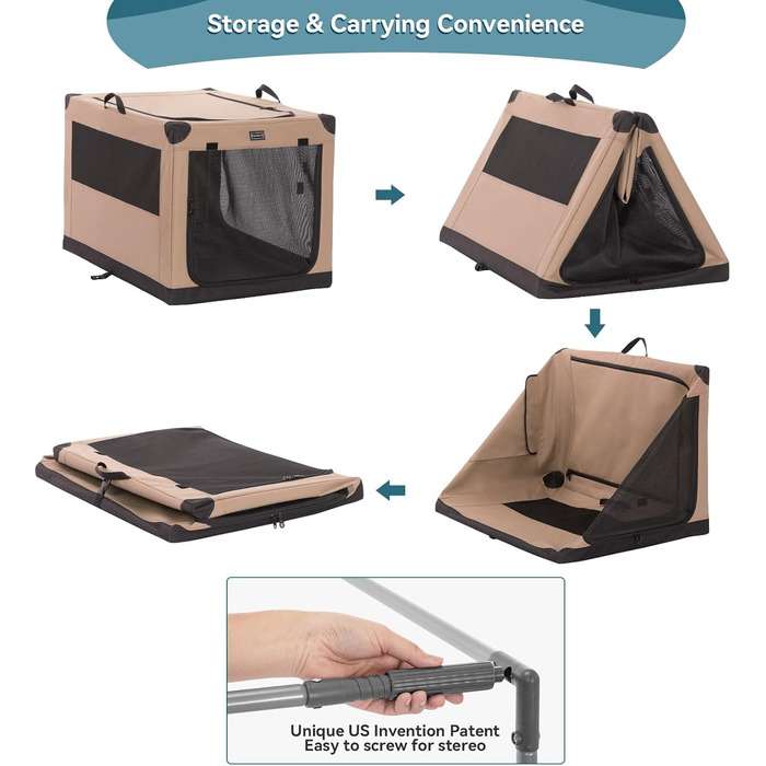 Транспортна переноска для собак Petsfit, складана, для дому, велика, середня, маленька, бежева (Khaki) M