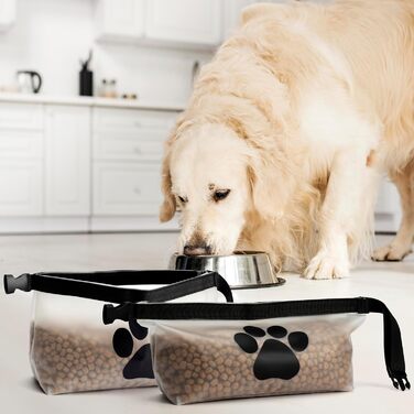 Набір мішечків для зберігання корму для собак BELLE VOUS (2 шт.) - сумка для корму, дорожній миска для собак, аксесуари для собак у подорожах, складаний миска для собак