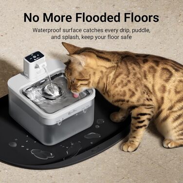 Килимок для годування собак та котів DownyPaws, неслизький, водовідштовхувальний, з високим бортиком, 61 x 43 см, чорний