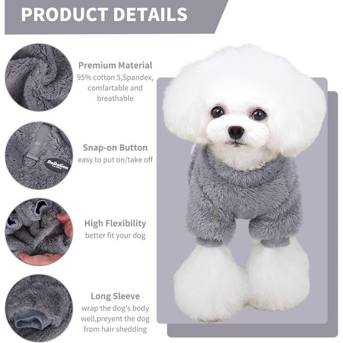 Пуловер для собак, теплий зимовий пуловер для маленьких собак, флісовий пуловер для цуценят, одяг для собак, пуловер для домашніх тварин для маленьких та середніх собак (L)