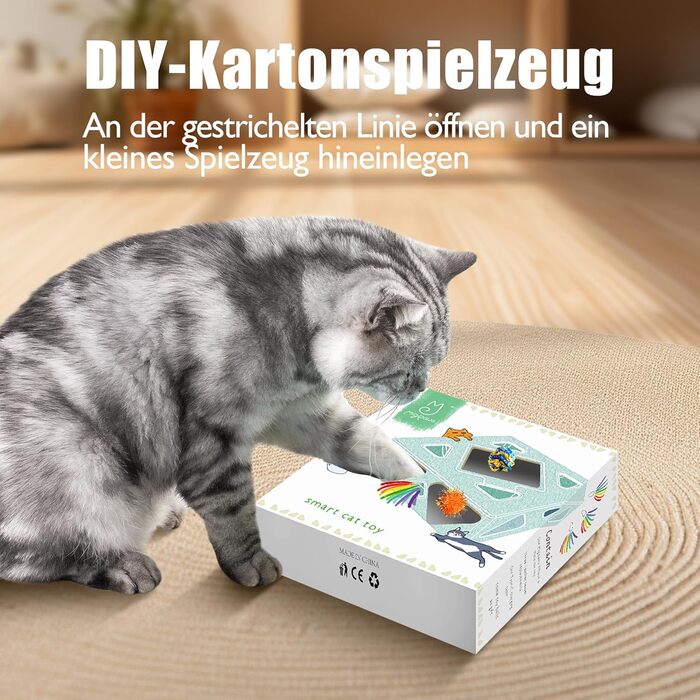 Інтерактивна іграшка для котів MigiBox: електрична мишка з 7 отворами, 4 шт. аксесуарів, для розваги, з підзарядкою, паперова