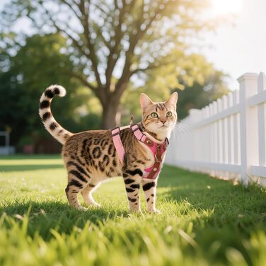 Набір для кота: шлейка та поводок-телескопічний, антизламання, регульована шлейка для кошенят та собак, рожевий