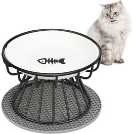 Підвищені годівниці для котів Katzennapf Erhöht: 2 шт. з підставки з силікону, металевий стійкий тримач, захист шиї, керамічні миски для корму та води
