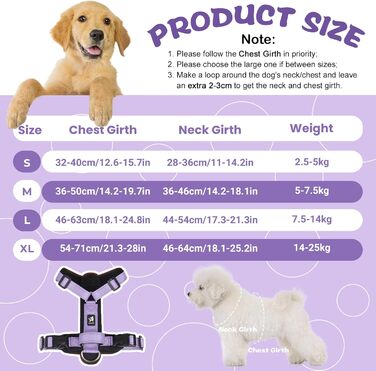 Нашийник для собак XL фіолетовий - зручний, світловідбиваючий, анти-тяга, з ручкою, для собак середніх порід