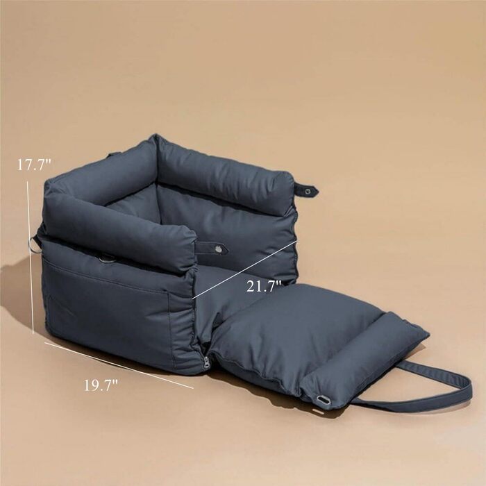 Автокрісло для собак маленьких порід, підставка для собак у машину, ліжко для собак з memory foam, з кишенями та страхувальним ремінцем, миється