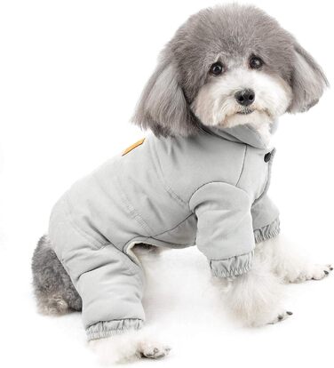 Зунеа Теплий зимовий костюм для собак, флісова підкладка, теплий одяг для цуценят, теплий комбінезон для собак, для дівчаток та хлопчиків (M, сірий)