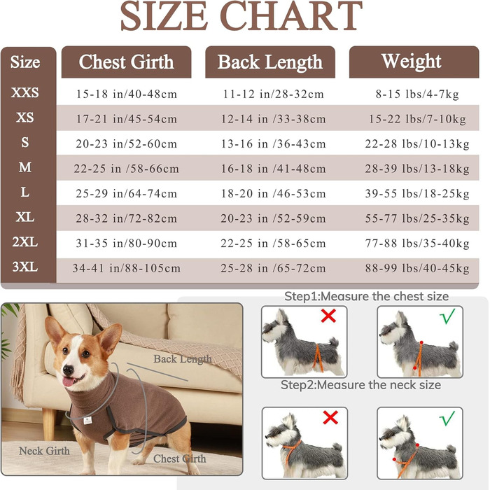 Теплий флісовий пуловер для собак Hjyokuso, піжама, одяг для холодної погоди, розмір L, колір коричневий