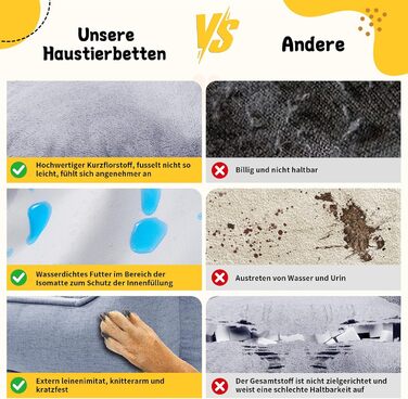 Ортопедичне ліжко для собак маленьких та середніх порід, 52x41x16 см, м'яке та зручне, кошик для собак з високим бортиком, знімний та пральний чохол, неслизьке, світло-сірий, для дому та авто