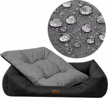Крісло-ліжко для собак великих та середніх порід - зручне лежак для тварин, водонепроникне, 92x73 см (XL, чорний з сірим)