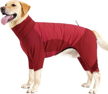 Водонепроникний зимовий одяг для собак: теплий куртка з високим коміром для маленьких, середніх та великих собак. Ідеально для кемпінгу та прогулянок на природі. Червоний колір, розмір M