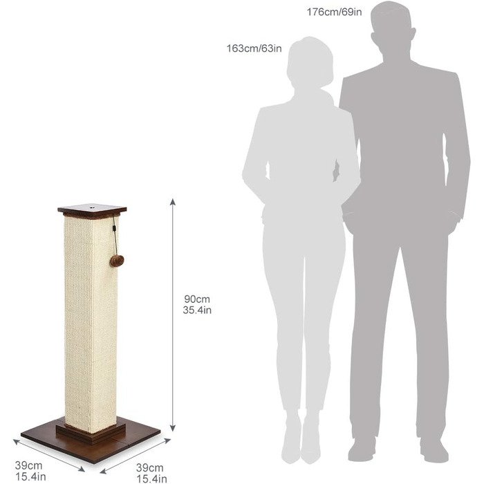 Amazon Basics Високий дерев'яний дряпак для котів, великий, 41x89x41 см, преміум якість