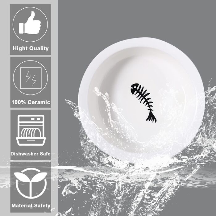 Набір мисок для котів та собак, кераміка, підняті миски для котів, 340 мл, миски для котів зі стійкою, придатні для миття в посудомийній машині