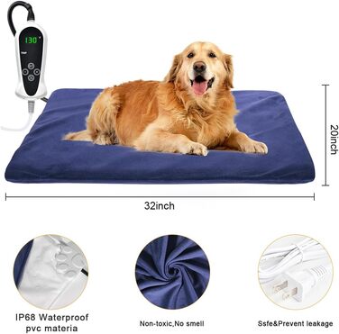 Електричний килимок для собак та котів RIOGOO, 55x45 см, з автовимкненням