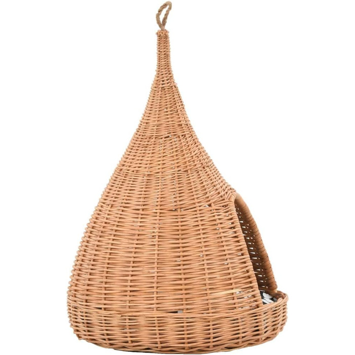 Будиночок для котів з подушкою з натуральної лози Tipi, кошик-лежанка, котяча хатка, котяче ліжко vidaXL