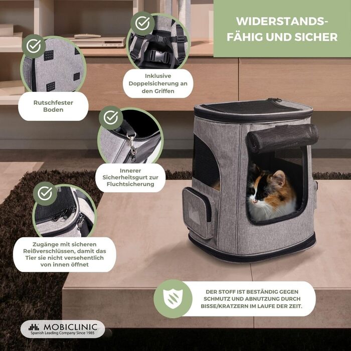 Mobiclinic® Pets: Сучасна переноска-рюкзак для котів та собак, 30x25x40 см, Thor, складна, з сіткою, аксесуари, подвійний хват, регульована