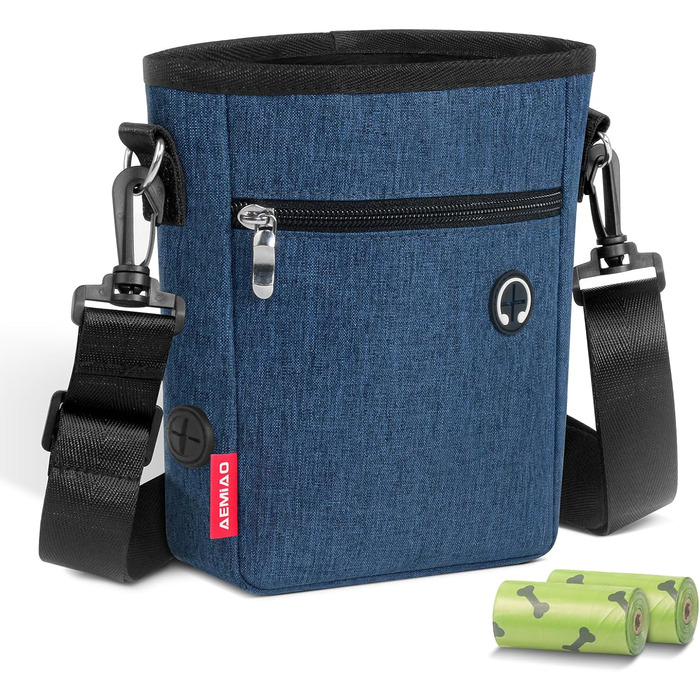 Футляр для ласощів для собак з магнітною застібкою, сумка для тренування собак з знімною внутрішньою кишенею, багатофункціональна сумка для ласощів для собак зі спонсором для фекалій, сірий (блакитний)