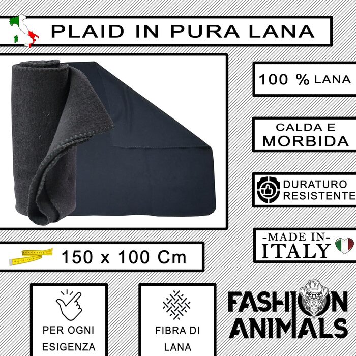 М'яка ковдра для домашніх тварин Luxus: вовна, кашемір, штучне хутро, 150x100 см, для собак та котів, чорна