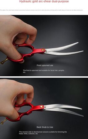 Професійна фурчійська ножиця для собак та котів, 6.5 дюймів, вигнута ножиця для грумінгу домашніх тварин, інструменти для догляду за тваринами (жовта, вигин 30°)