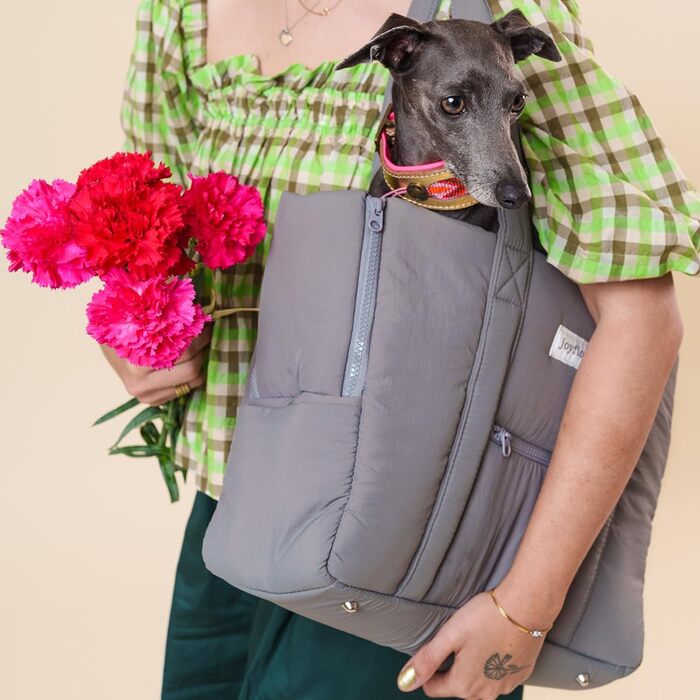 Сумка-переноска для собак та котів Joyflow | до 6 кг | м'яка переноска з безпечним кліпом | для подорожей літаком та авто | дизайн Європа | темно-сірий