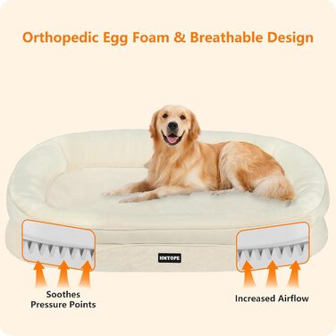 Ортопедичне ліжко для собак, лежанка для собак з валиками, кошик для собак з антиковзною основою, знімне та пральне, для собак середніх та великих порід, 106 x 79 x 17 см, оливковий колір