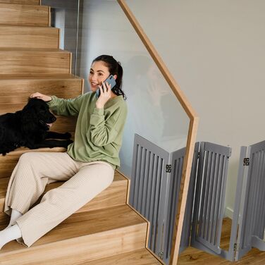 Захисне ворота Relaxdays для собак, сіре, 70x207 см, розкладне, з ніжками