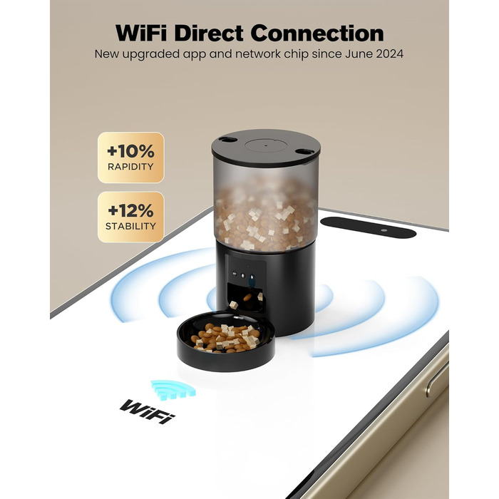 Автоматична годівниця для котів та собак WiFi, 6 л – програмований кормороздавач з керуванням через додаток, для сухого корму