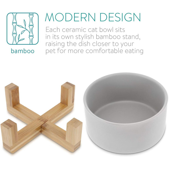 Набір мисок для котів та собак Navaris (2 шт) - серія Babus, сірий