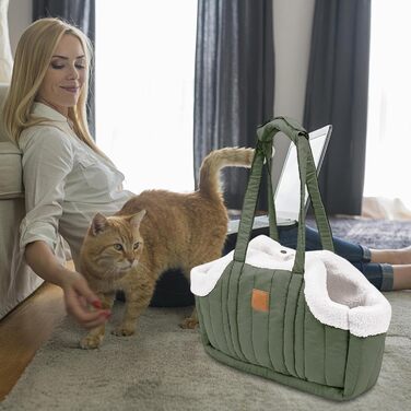 Транспортна сумка для домашніх тварин: переноска для собак та котів, легка та стильна, для подорожей, прогулянок, зеленого кольору