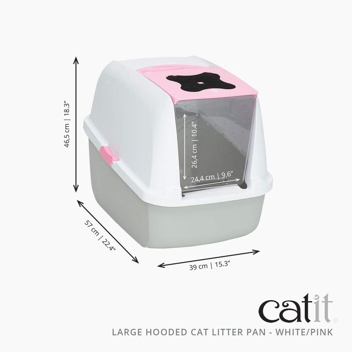 Туалет для котів Catit 50700 з кришкою, 43x57x50 см, білий/сірий/рожевий