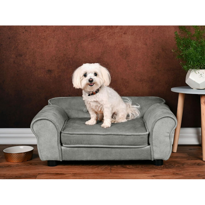 Диван для домашніх тварин MG Design сірого кольору – міцний дерев'яний каркас, м'яке оздоблення, легкий у догляді – диван для собак та котів, готовий до використання.