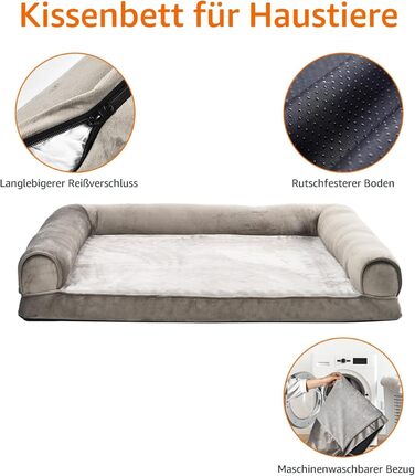 Софа-ліжко для собак Amazon Basics XL U-подібної форми, 112 x 89 x 20 см, бежева