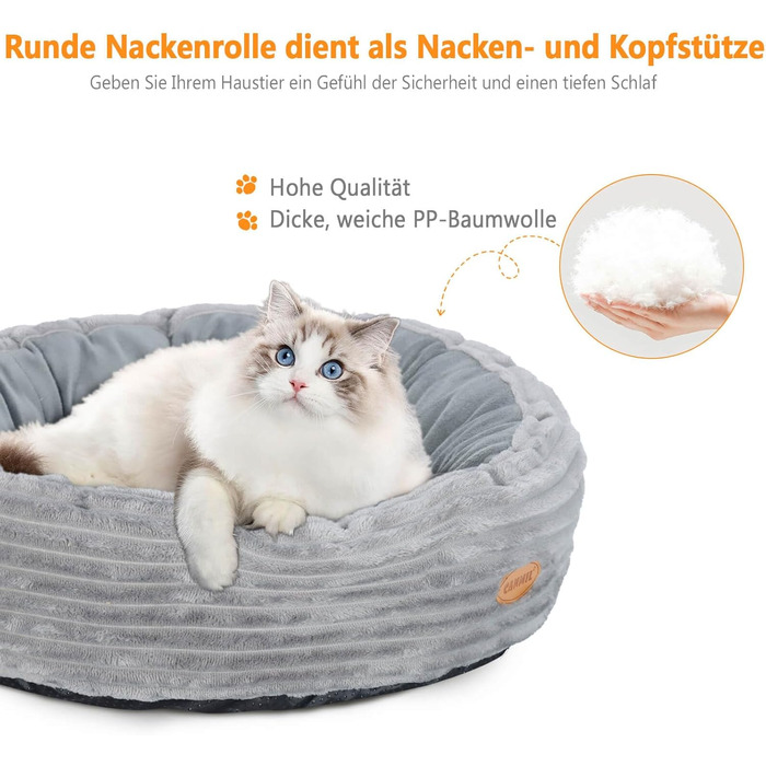 Підігрівальне ліжко для котів GDGZT, 50.8 см, миється, для дому, м'яке з підігріваючим килимком, у вигляді пончика для котів та маленьких собак