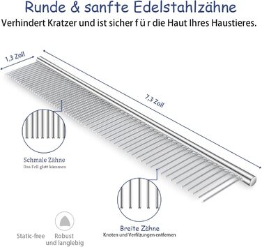Набір щіток для собак, 5 шт., для грумінгу, самоочищувані, для великих та середніх собак, котів та дрібних тварин, для довгої та короткої шерсті, зменшує випадання шерсті, блакитний