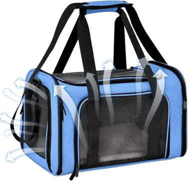 Транспортна переноска для тварин, сумка-переноска, переноска для собак, портативна, багатофункціональна, м'яка, складана, стабільна, безпечна, блакитна