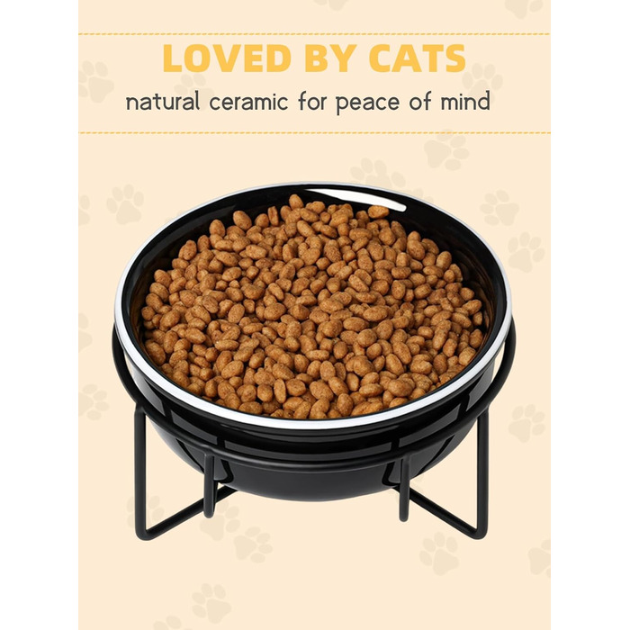 Керамічна миска для корму для маленьких собак GDCZ, підставка з металу, 425 мл, чорна