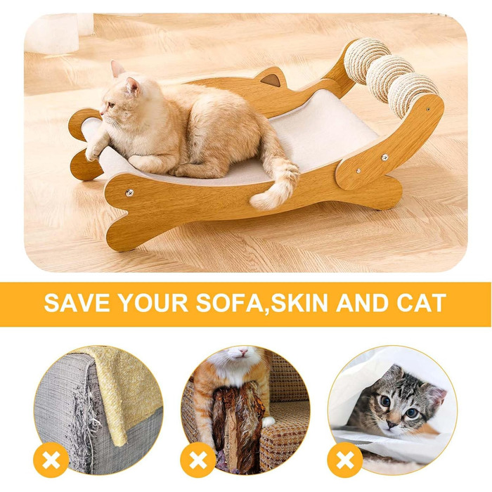 FUNACAY Дряпка для котів, іграшка-м'ячик, дряпка для кігтів - для природного догляду за кігтями