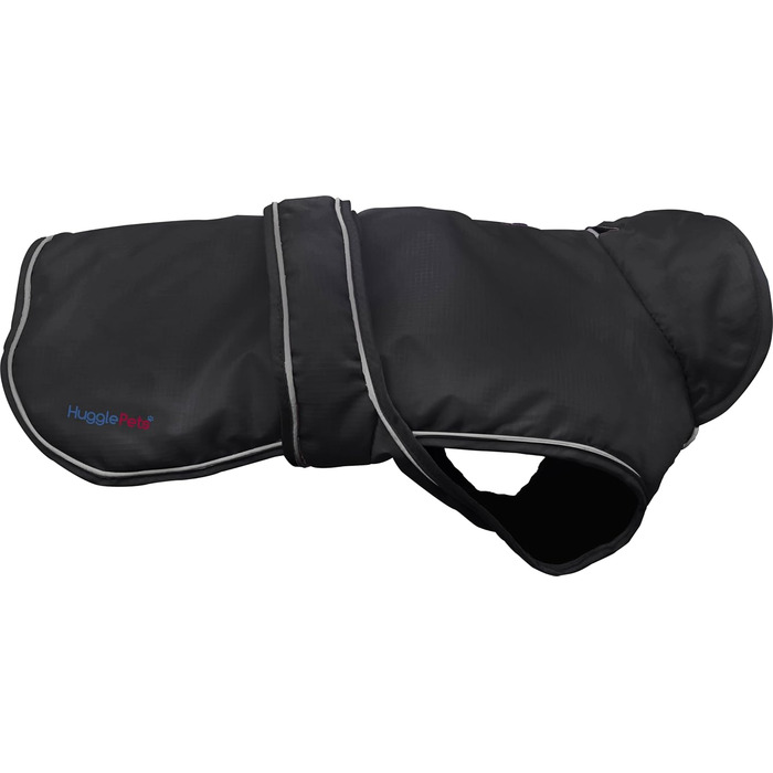 HugglePets Arctic Armour: Тепла зимова куртка для собак, чорна, XS. Водостійка, з флісу, для маленьких собак, захист від снігу та дощу