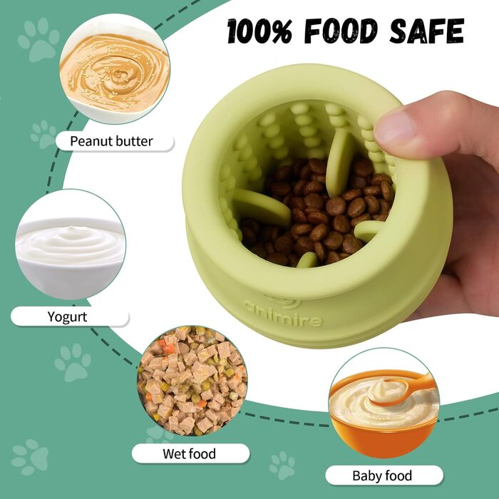 Іграшка-дозатор для собак Eckeri, інтерактивна головоломка для собак, збагачення для собак, іграшка-дозатор з кубиками для собак, безпечний силікон (L, зелений)