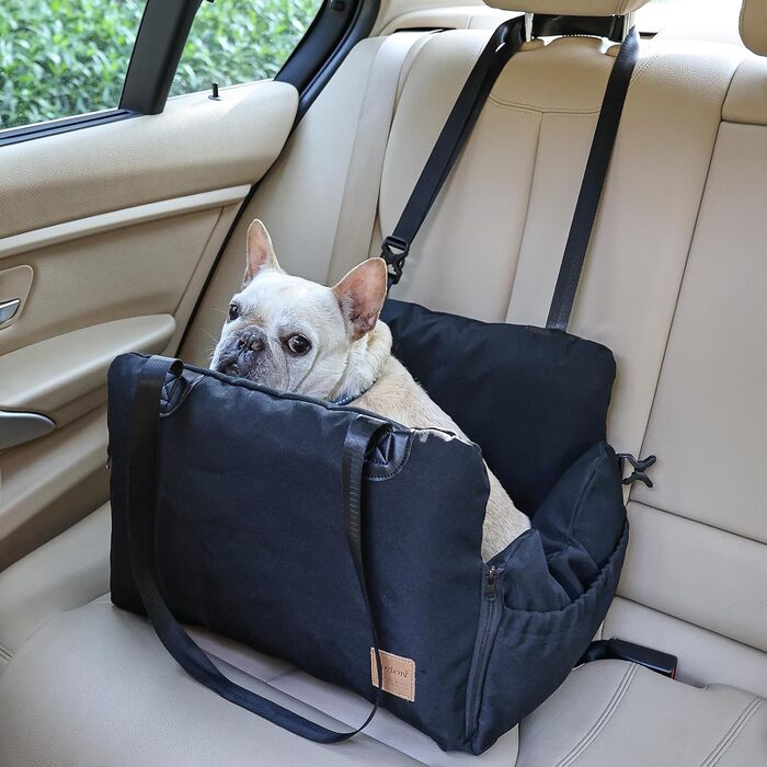 Автокрісло для собак, сіре, водонепроникне, з підкладкою, для собак до 15 кг (Oxford)