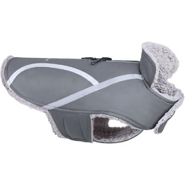 Теплий зимовий одяг для собак VIVAGLORY Frostfit: софтшелл з підкладкою з флісу, захист від снігу та холоду, світловідбиваючі елементи, сірий, XS (37-44см)