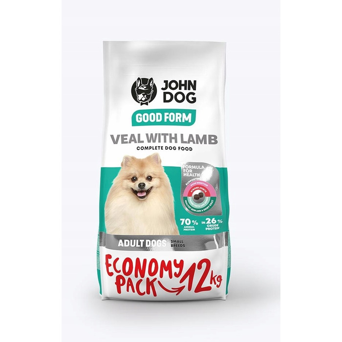 Сухий корм для собак John Dog Mini Adult з телятиною та ягнятиною, 12 кг