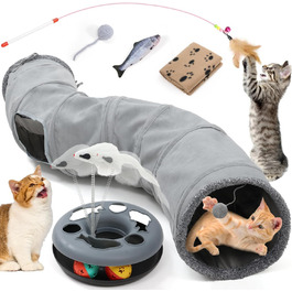 Туннель для котів XIAPIA, складаний, з м'ячиком, інтерактивна іграшка, для кошенят, кроликів, морських свинок, ігровий тунель для дому та вулиці