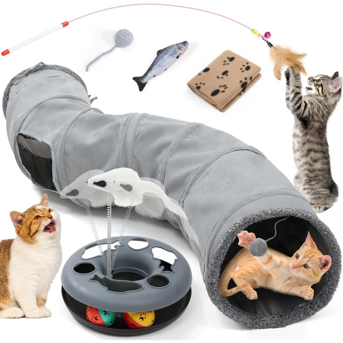 Туннель для котів XIAPIA, складаний, з м'ячиком, інтерактивна іграшка, для кошенят, кроликів, морських свинок, ігровий тунель для дому та вулиці
