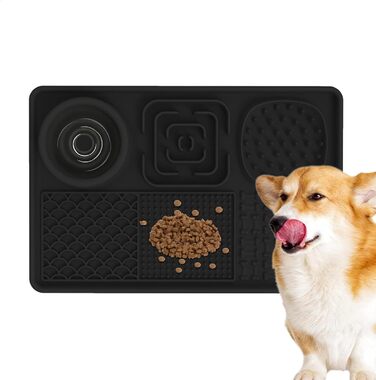 Килимок для собак і котів з силікону з присосками, антипригарний, для ласощів та ігор (Чорний)